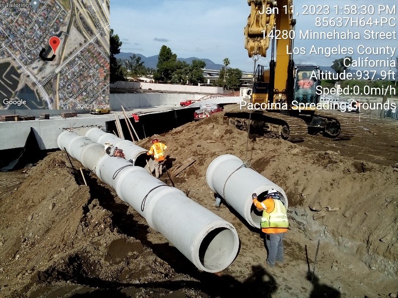 Placing overflow pipes to the existing water channel